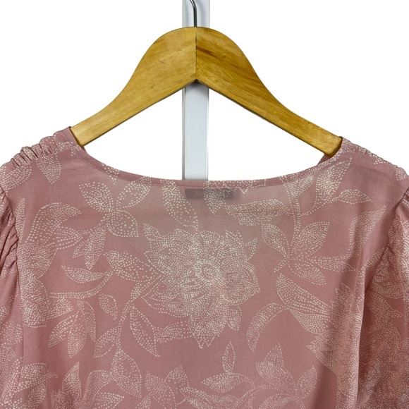 * Madewell 100% Silk V-Neck Tie-Sleeve Top in Pindot Blooms NWT $110 Dainty - Picture 5 of 14